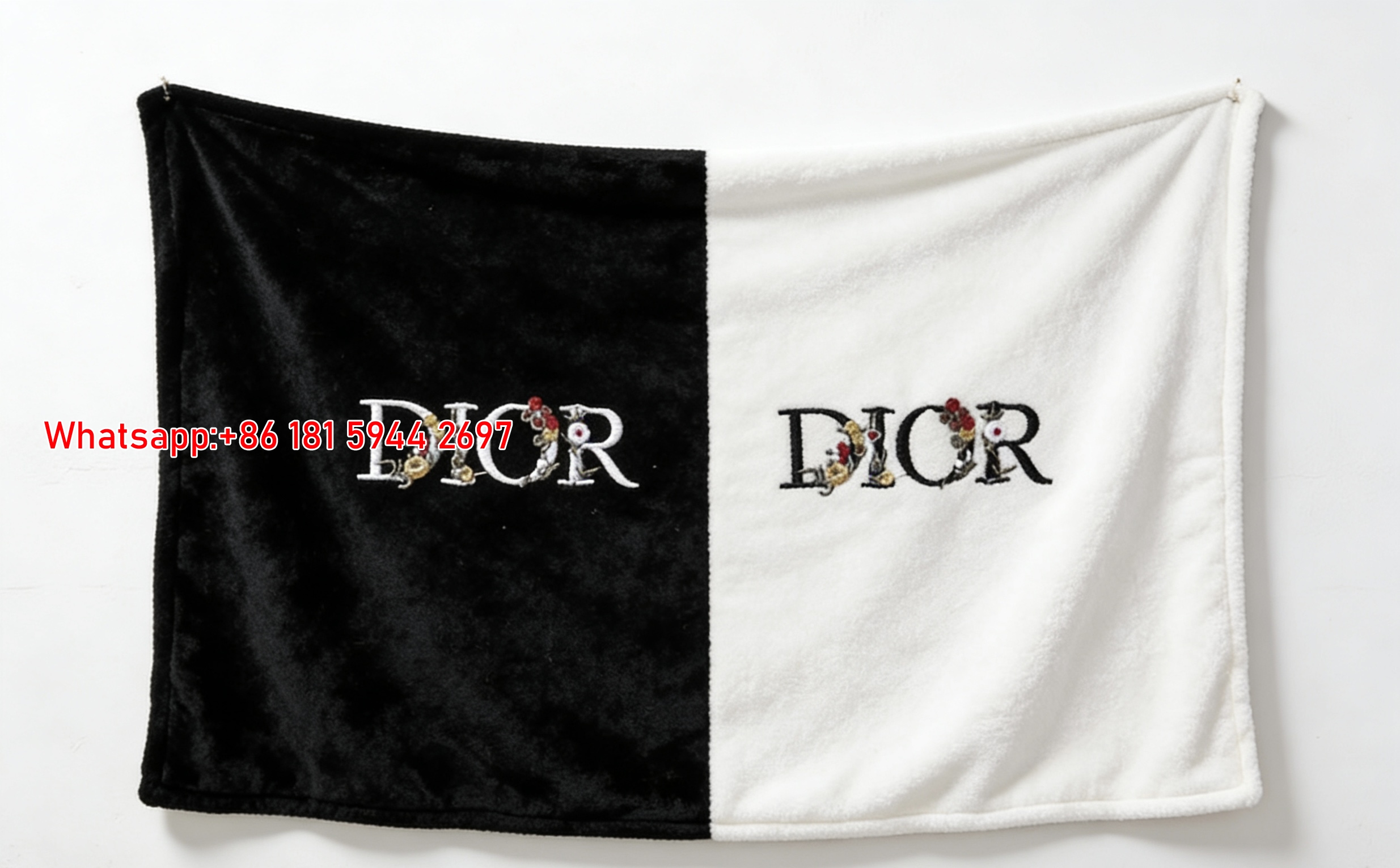 Luxury Dior Floral Embroidered Flannel Sofa Throw Blanket D464